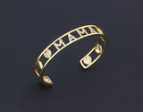 Luxury CZ Diamonds Open Cuff Bangles Trendy Gift For Mama 18k Gold Plated