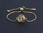 Rainbow Gemstones Bracelets with Gold Chain 18k Gold Plated