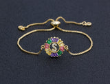 Rainbow Gemstones Bracelets with Gold Chain 18k Gold Plated