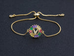 Rainbow Gemstones Bracelets with Gold Chain 18k Gold Plated