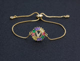 Rainbow Gemstones Bracelets with Gold Chain 18k Gold Plated