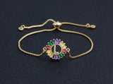 Rainbow Gemstones Bracelets with Gold Chain 18k Gold Plated