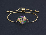 Rainbow Gemstones Bracelets with Gold Chain 18k Gold Plated