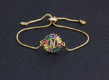 Rainbow Gemstones Bracelets with Gold Chain 18k Gold Plated