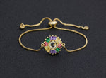 Rainbow Gemstones Bracelets with Gold Chain 18k Gold Plated