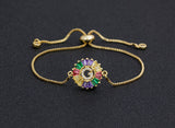 Rainbow Gemstones Bracelets with Gold Chain 18k Gold Plated