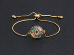 Rainbow Gemstones Bracelets with Gold Chain 18k Gold Plated