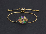 Rainbow Gemstones Bracelets with Gold Chain 18k Gold Plated