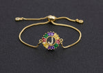 Rainbow Gemstones Bracelets with Gold Chain 18k Gold Plated