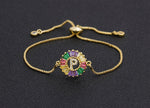 Rainbow Gemstones Bracelets with Gold Chain 18k Gold Plated