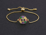 Rainbow Gemstones Bracelets with Gold Chain 18k Gold Plated