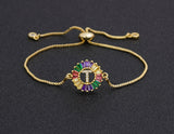 Rainbow Gemstones Bracelets with Gold Chain 18k Gold Plated