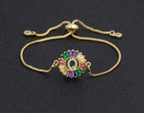 Rainbow Gemstones Bracelets with Gold Chain 18k Gold Plated