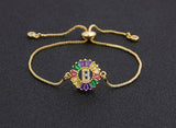 Rainbow Gemstones Bracelets with Gold Chain 18k Gold Plated