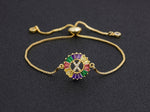 Rainbow Gemstones Bracelets with Gold Chain 18k Gold Plated