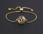 Rainbow Gemstones Bracelets with Gold Chain 18k Gold Plated