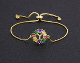 Rainbow Gemstones Bracelets with Gold Chain 18k Gold Plated