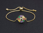 Rainbow Gemstones Bracelets with Gold Chain 18k Gold Plated