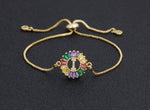 Rainbow Gemstones Bracelets with Gold Chain 18k Gold Plated