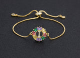 Rainbow Gemstones Bracelets with Gold Chain 18k Gold Plated