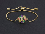 Rainbow Gemstones Bracelets with Gold Chain 18k Gold Plated