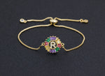 Rainbow Gemstones Bracelets with Gold Chain 18k Gold Plated