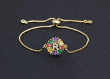 Rainbow Gemstones Bracelets with Gold Chain 18k Gold Plated