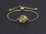 Rainbow Gemstones Bracelets with Gold Chain 18k Gold Plated