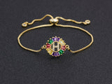 Rainbow Gemstones Bracelets with Gold Chain 18k Gold Plated