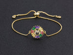 Rainbow Gemstones Bracelets with Gold Chain 18k Gold Plated