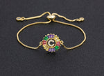 Rainbow Gemstones Bracelets with Gold Chain 18k Gold Plated