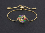 Rainbow Gemstones Bracelets with Gold Chain 18k Gold Plated