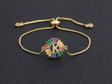 Rainbow Gemstones Bracelets with Gold Chain 18k Gold Plated