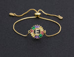 Rainbow Gemstones Bracelets with Gold Chain 18k Gold Plated