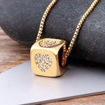 Cute Gold Dice with CZ Diamond Symbols with 18k Gold plated Chain