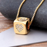 Cute Gold Dice with CZ Diamond Symbols with 18k Gold plated Chain