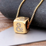 Cute Gold Dice with CZ Diamond Symbols with 18k Gold plated Chain