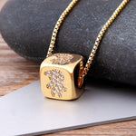 Cute Gold Dice with CZ Diamond Symbols with 18k Gold plated Chain