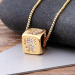 Cute Gold Dice with CZ Diamond Symbols with 18k Gold plated Chain