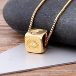 Cute Gold Dice with CZ Diamond Symbols with 18k Gold plated Chain