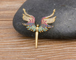 Rainbow Gemstones Angel Wings Pendant with Gold Chain 18K Gold Plated