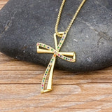 Precious Trending Crystal Cross Pendant with Gold Chain 18k Gold Plated "6 Styles"