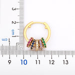 Rainbow Gemstones Hoop Dangle Earrings New Design 18K Gold Plated