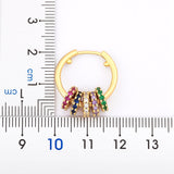 Rainbow Gemstones Hoop Dangle Earrings New Design 18K Gold Plated