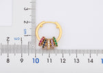 Rainbow Gemstones Hoop Dangle Earrings New Design 18K Gold Plated