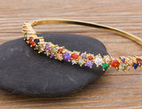 High Quality Gemstones Bangle With Pave Lock Solid 18k Gold Plated