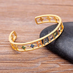 Beautiful Gemstones "Cuff  Bangles" Luxury Collection 18k Gold Plated  "10 Styles"