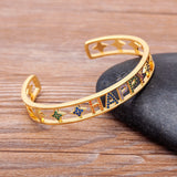 Beautiful Gemstones "Cuff  Bangles" Luxury Collection 18k Gold Plated  "10 Styles"