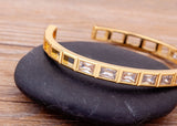 Beautiful Gemstones "Cuff  Bangles" Luxury Collection 18k Gold Plated  "10 Styles"