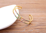 Beautiful Gemstones "Cuff  Bangles" Luxury Collection 18k Gold Plated  "10 Styles"